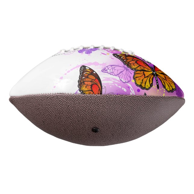 Monarch Butterflies on Purple Background Football (Rotated 270)