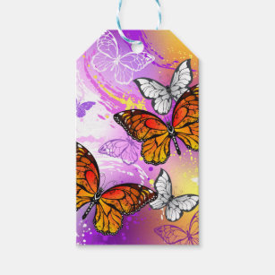 Monarch Butterflies on Purple Background Gift Tags