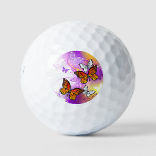 Monarch Butterflies on Purple Background Golf Balls