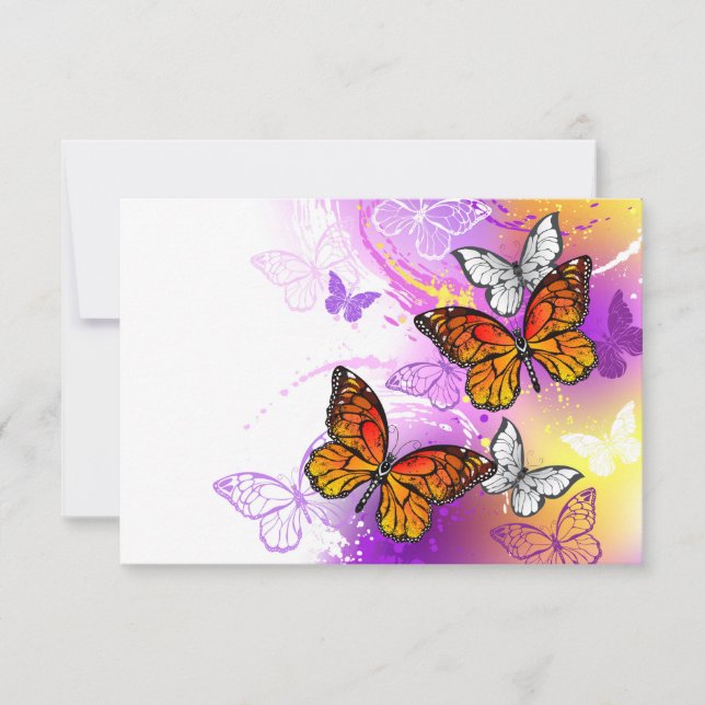 Monarch Butterflies on Purple Background Invitation (Front)