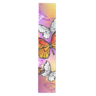 Monarch Butterflies on Purple Background Medium Table Runner