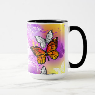 Monarch Butterflies on Purple Background Mug