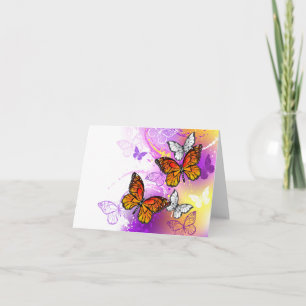 Monarch Butterflies on Purple Background Note Card