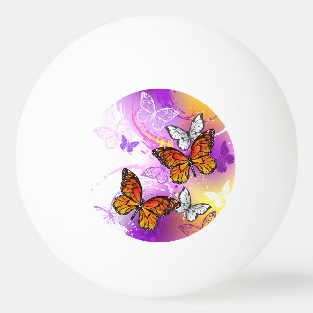 Monarch Butterflies on Purple Background Ping Pong Ball (Front)
