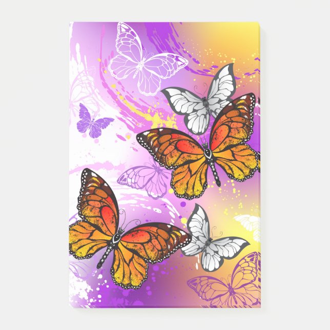Monarch Butterflies on Purple Background Post-it Notes (Front)