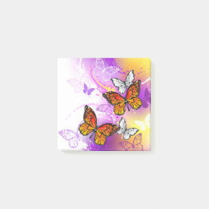 Monarch Butterflies on Purple Background Post-it Notes