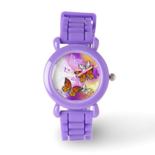 Monarch Butterflies on Purple Background Watch