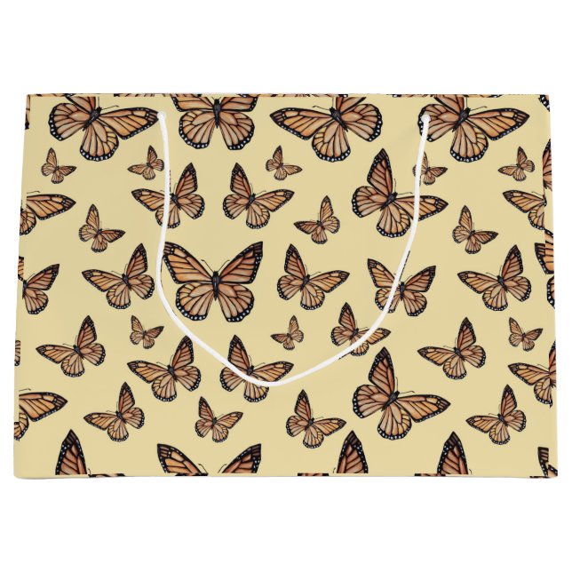 Monarch Butterflies on Yellow Large Gift Bag (Front)