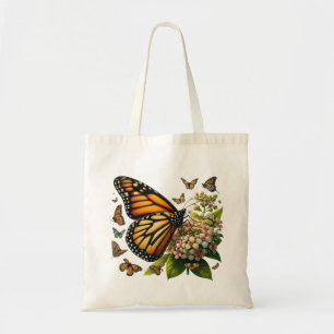 Monarch Butterflies Savouring Flower Petals Tote Bag