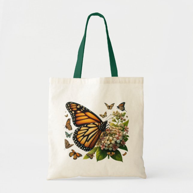 Monarch Butterflies Savouring Flower Petals Tote Bag (Front)