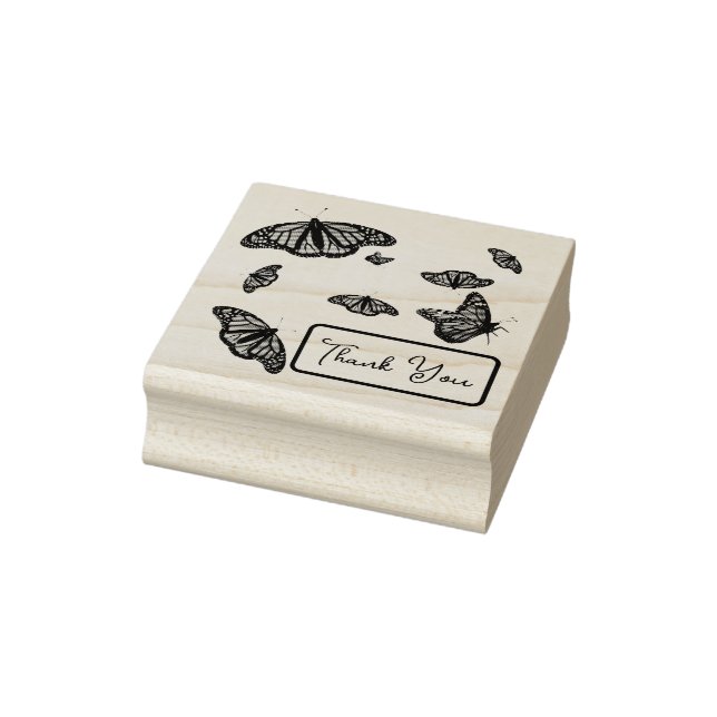 Monarch Butterflies Thank You Template Rubber Stamp (Stamp)