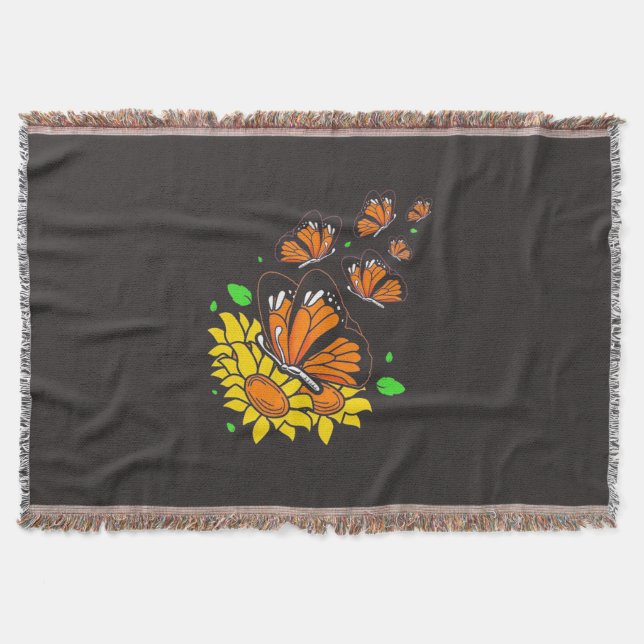 Monarch Butterflies Throw Blanket (Front)
