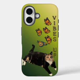 Monarch Butterflies With Calico Cat- VIBES UP iPhone 16 Case