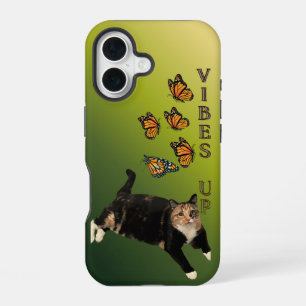 Monarch Butterflies With Calico Cat- VIBES UP iPhone 16 Case