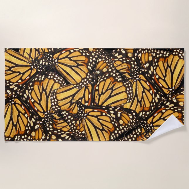 Monarch Butterfly Abstract Beach Towel (Front)