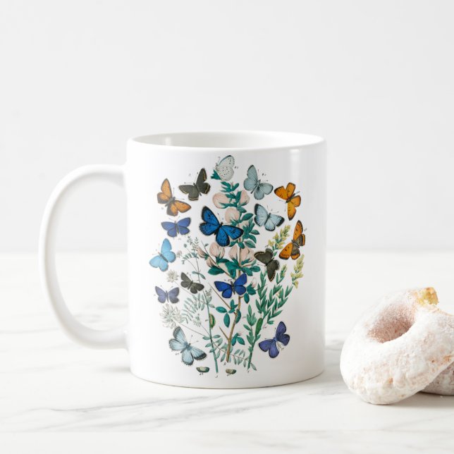 Monarch Butterfly - Aesthetic Butterflies Coffee Mug (With Donut)