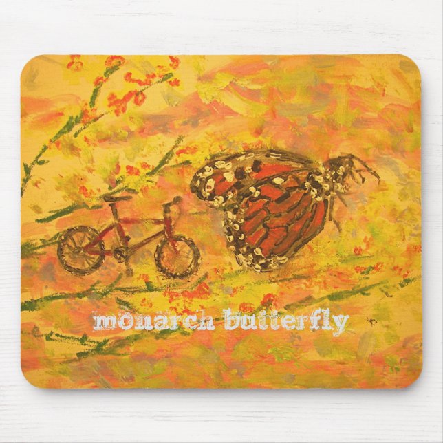 monarch butterfly and bicycle art mouse pad (Front)