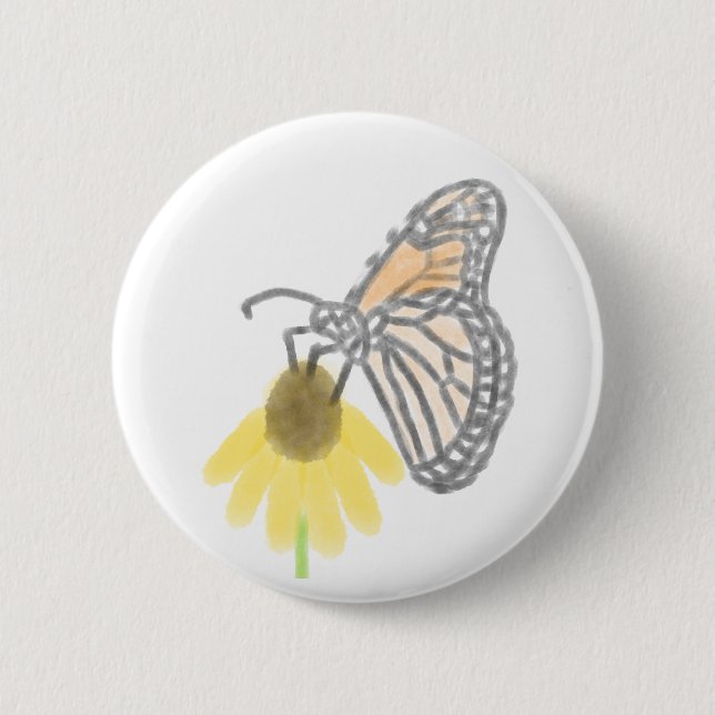 Monarch Butterfly and Black-Eyed Susan 6 Cm Round Badge (Front)
