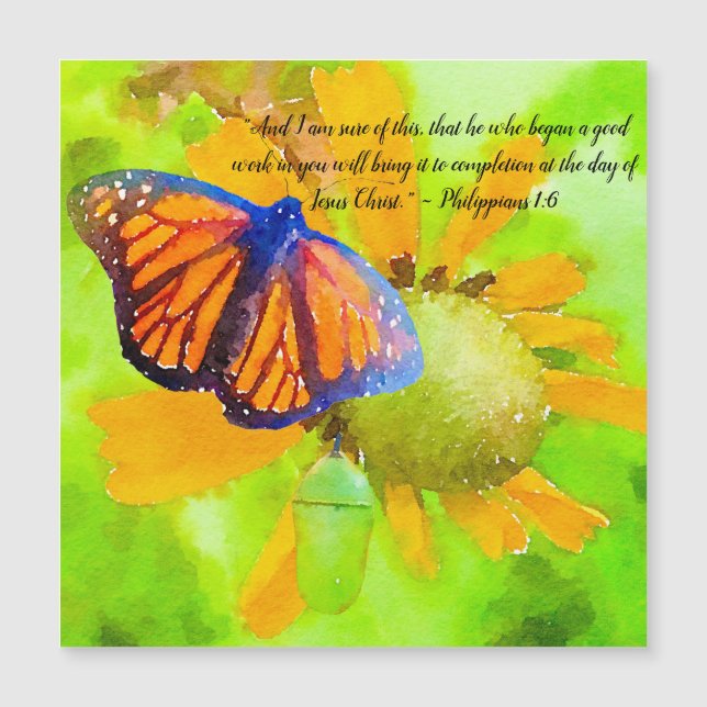 Monarch Butterfly and Chrysalis Philippians 1:6 (Front)