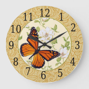Monarch Butterfly And Dogwood Flowers Clock