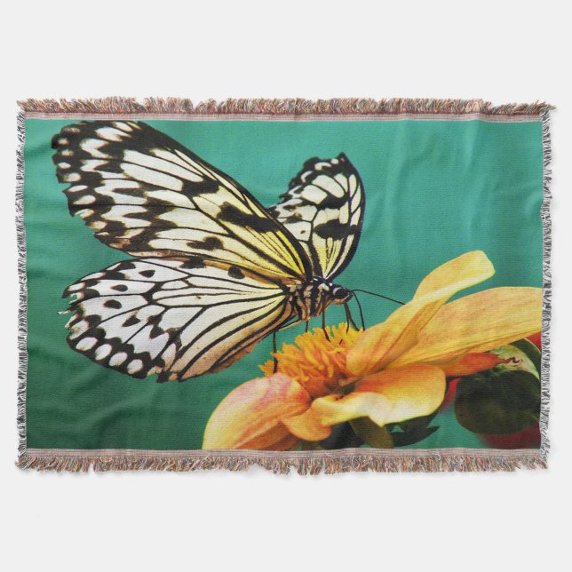 Monarch Butterfly And Orange Flower Throw Blanket (Front)