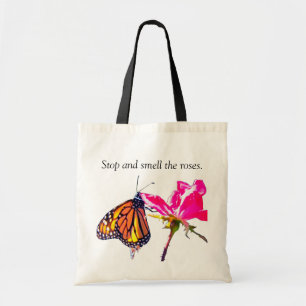 Monarch Butterfly and Rose Tote Bag