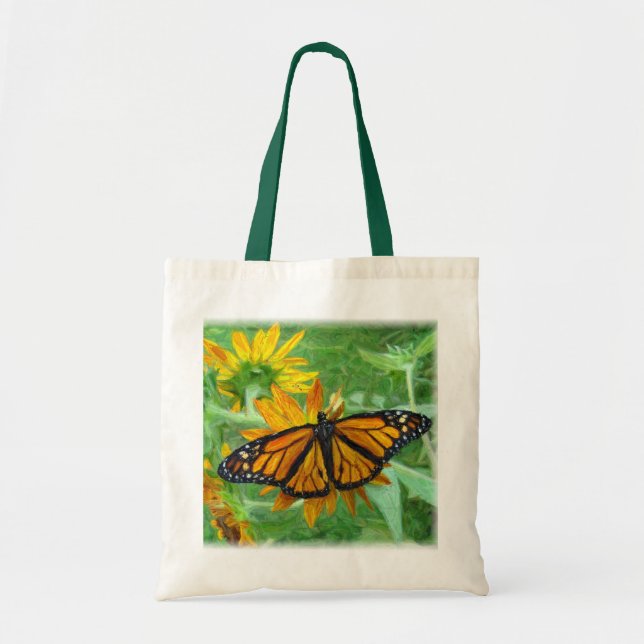 Monarch Butterfly and Sunflowers Tote Bag (Front)