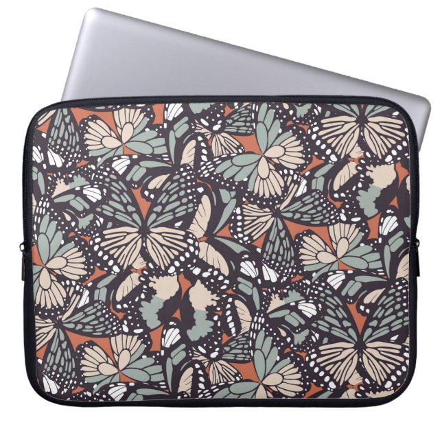 Monarch butterfly animal print laptop sleeve (Front)