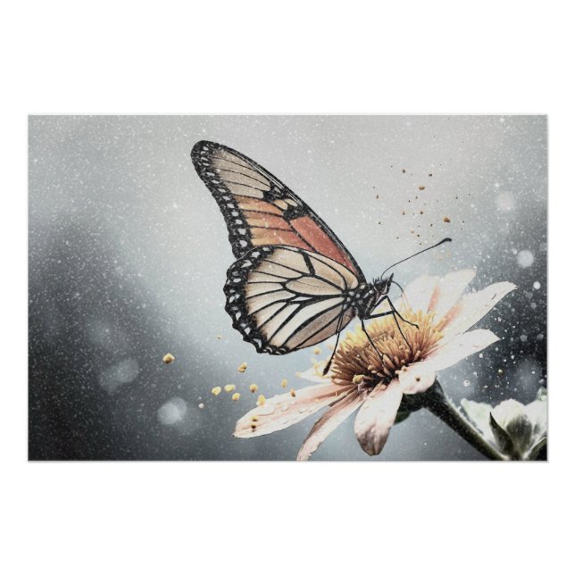 *~* Monarch Butterfly Artsy Creative Flower AP52 Poster (Front)