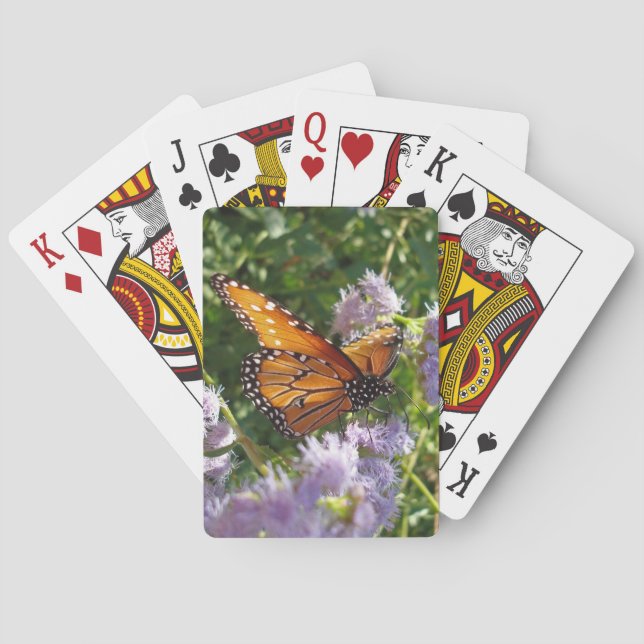 Monarch Butterfly Beautiful Insect Photo Flowers Playing Cards (Back)