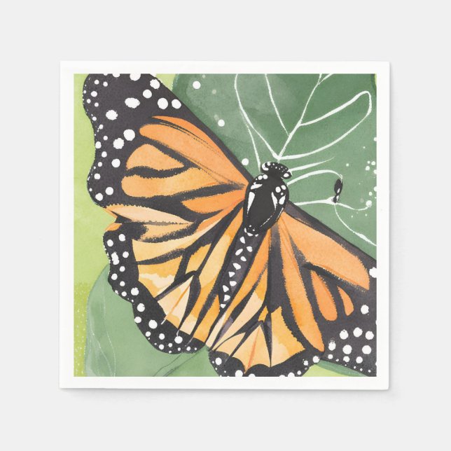 Monarch Butterfly | Beautiful Watercolor Napkin (Front)