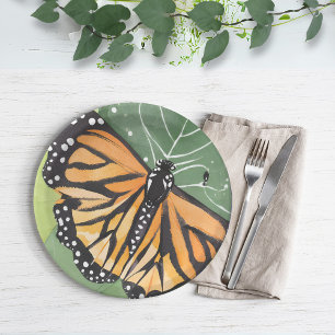 Monarch Butterfly   Beautiful Watercolor Paper Plate