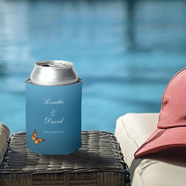 Monarch Butterfly Blue Ombre Can Cooler (Creator Uploaded)