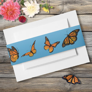 Monarch Butterfly Blue Ombre Invitation Belly Band