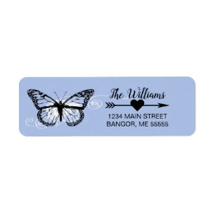 Monarch Butterfly Blue Return Address Label