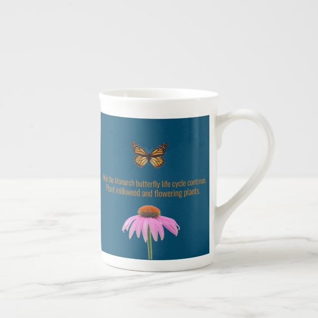 Monarch butterfly bone china mug (Right)