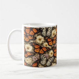 Monarch Butterfly Botanical Pattern Coffee Mug