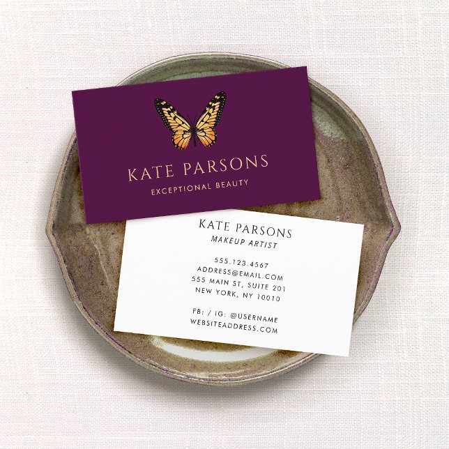 Monarch Butterfly Burgundy Business Card (Creator Uploaded)