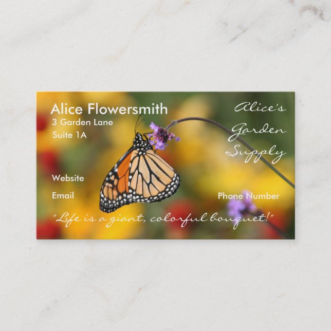 Monarch Butterfly Business Card (Front)