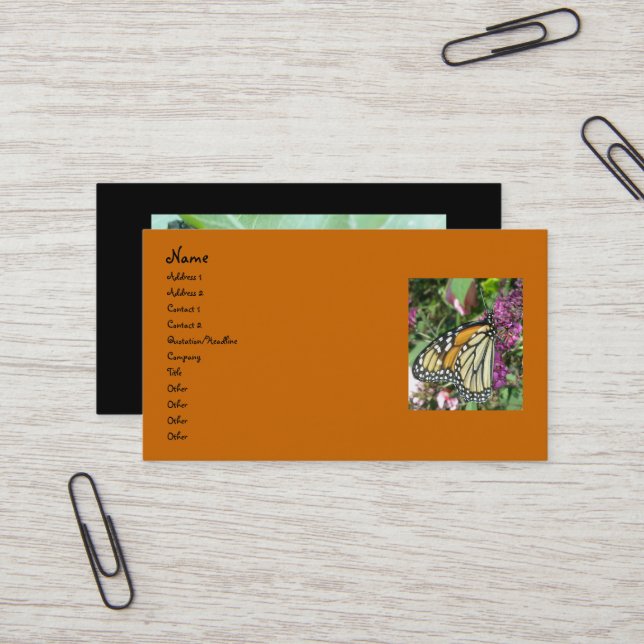 Monarch Butterfly Business Cards (Front/Back In Situ)