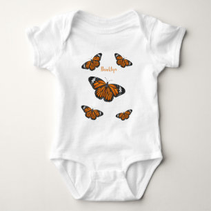 Monarch butterfly cartoon illustration  baby bodysuit