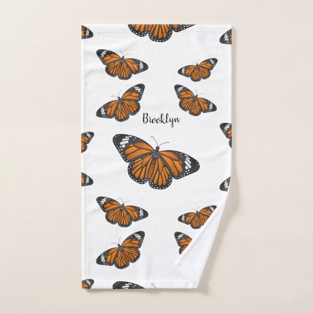 Monarch butterfly cartoon illustration bath towel set (Hand Towel)