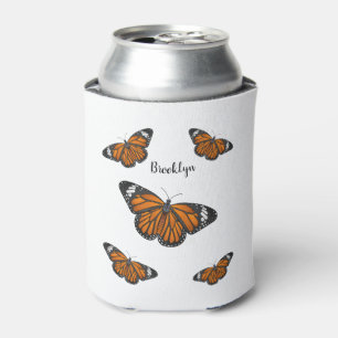 Monarch butterfly cartoon illustration can cooler