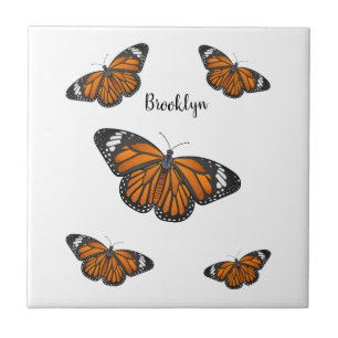 Monarch butterfly cartoon illustration  ceramic tile