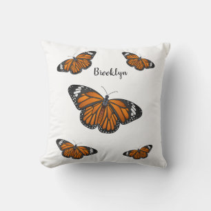 Monarch butterfly cartoon illustration cushion