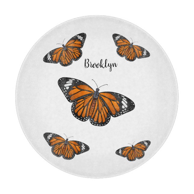 Monarch butterfly cartoon illustration  cutting board (Front)