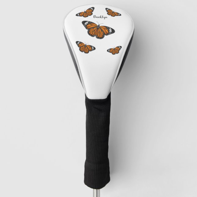 Monarch butterfly cartoon illustration  golf head cover (Front)
