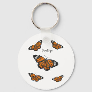 Monarch butterfly cartoon illustration  key ring