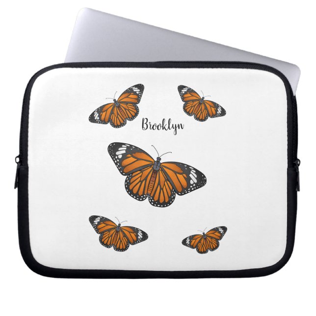 Monarch butterfly cartoon illustration  laptop sleeve (Front)