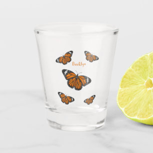 Monarch butterfly cartoon illustration shot glass